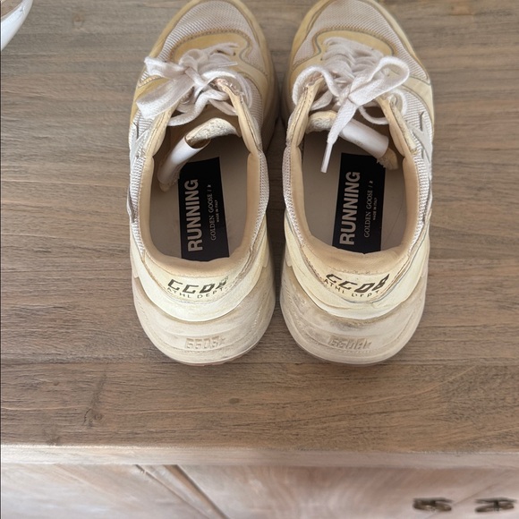  White and Cream Running Sole Sneakers